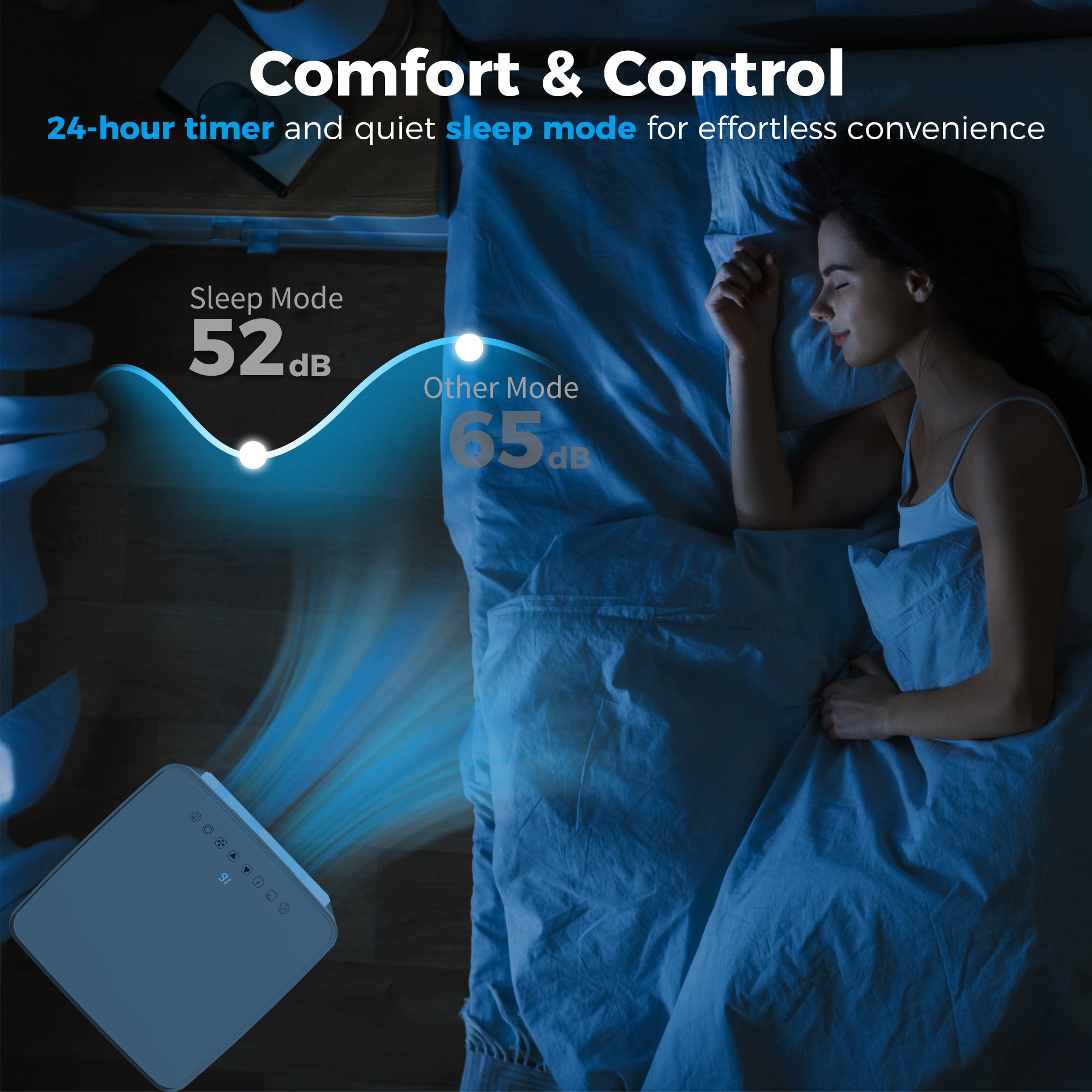 HOMCOM 10000 BTU Air Conditioning Unit, 4-in-1 Portable Air Conditioner, Dehumidifier, Cooling, Fan, Sleep Mode, with Remote Control, LED Display, 2 Speeds, 24H Timer, Window Venting Kit, 22m²